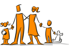 Strichfiguren als Familie