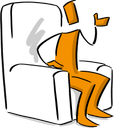 Strichfigur im Gespräch auf dem Sofa