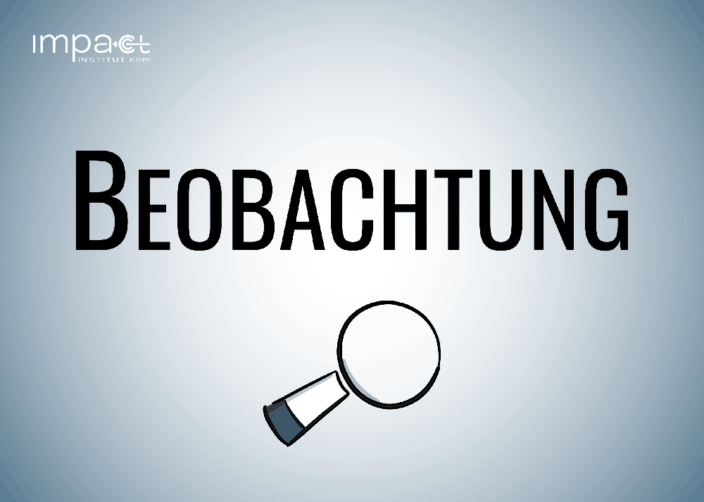 Bodenanker mit der Überschrift Beobachtung und einer Lupe