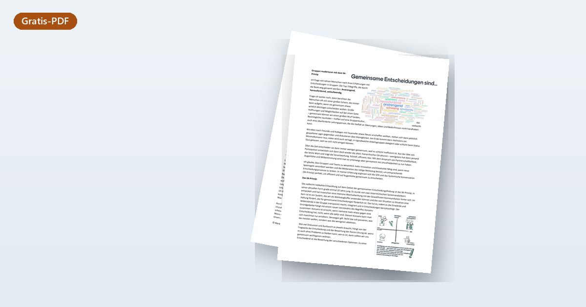 Mockup des Gratis-PDFs "Die Übung Empathische Zeit", leicht nach links gedreht auf hellblauem Grund.